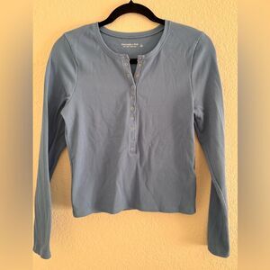Abercrombie & Fitch Blue Polo Long Sleeve Fitted Top